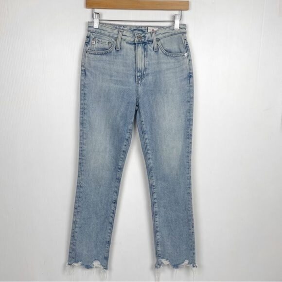 AG Adriano Goldshmied Isabelle High Rise Straight Crop Jeans light wash 25 - Picture 1 of 13
